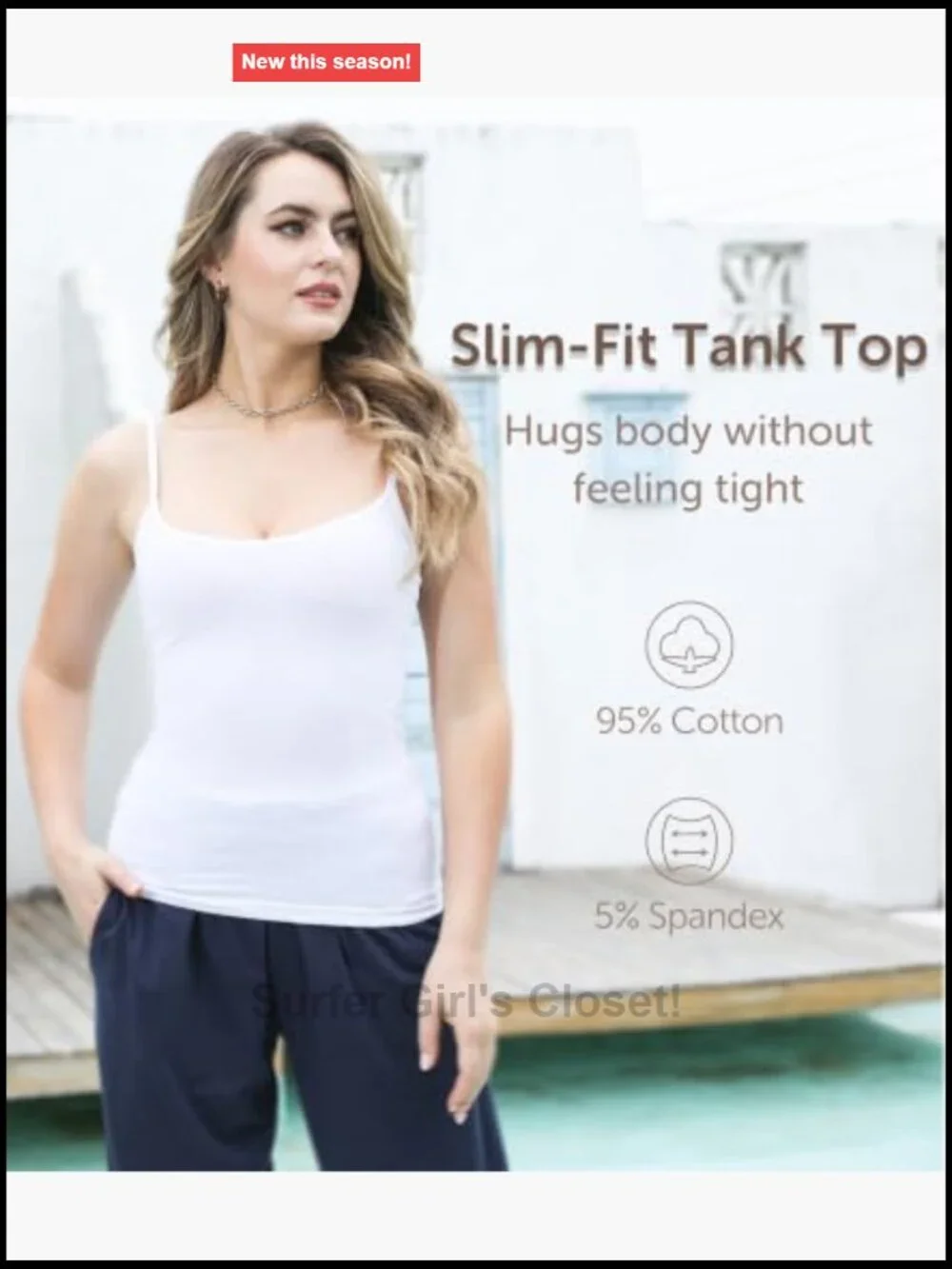 Cotton Spandex Slim-Fit Camisole 4-Pack Adjustable Spaghetti Strap Tanks